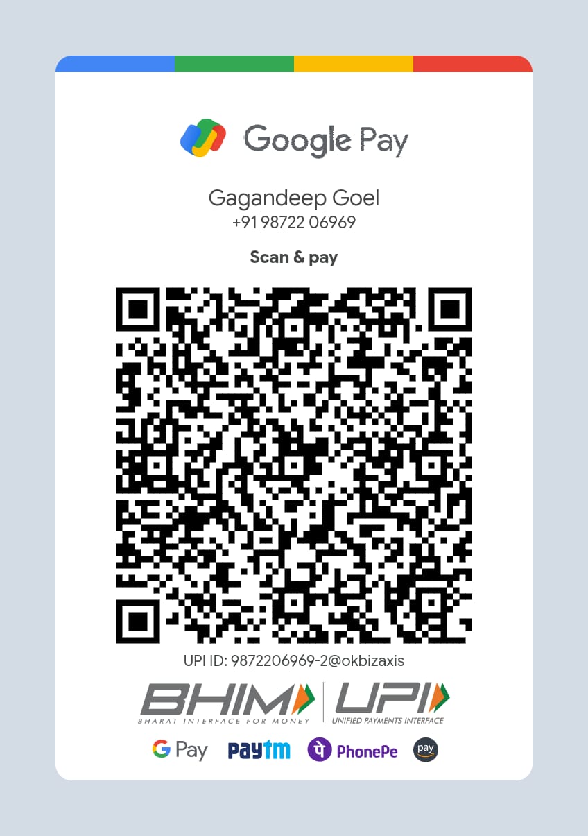 Google Pay UPI QR code, Gagandeep Goel